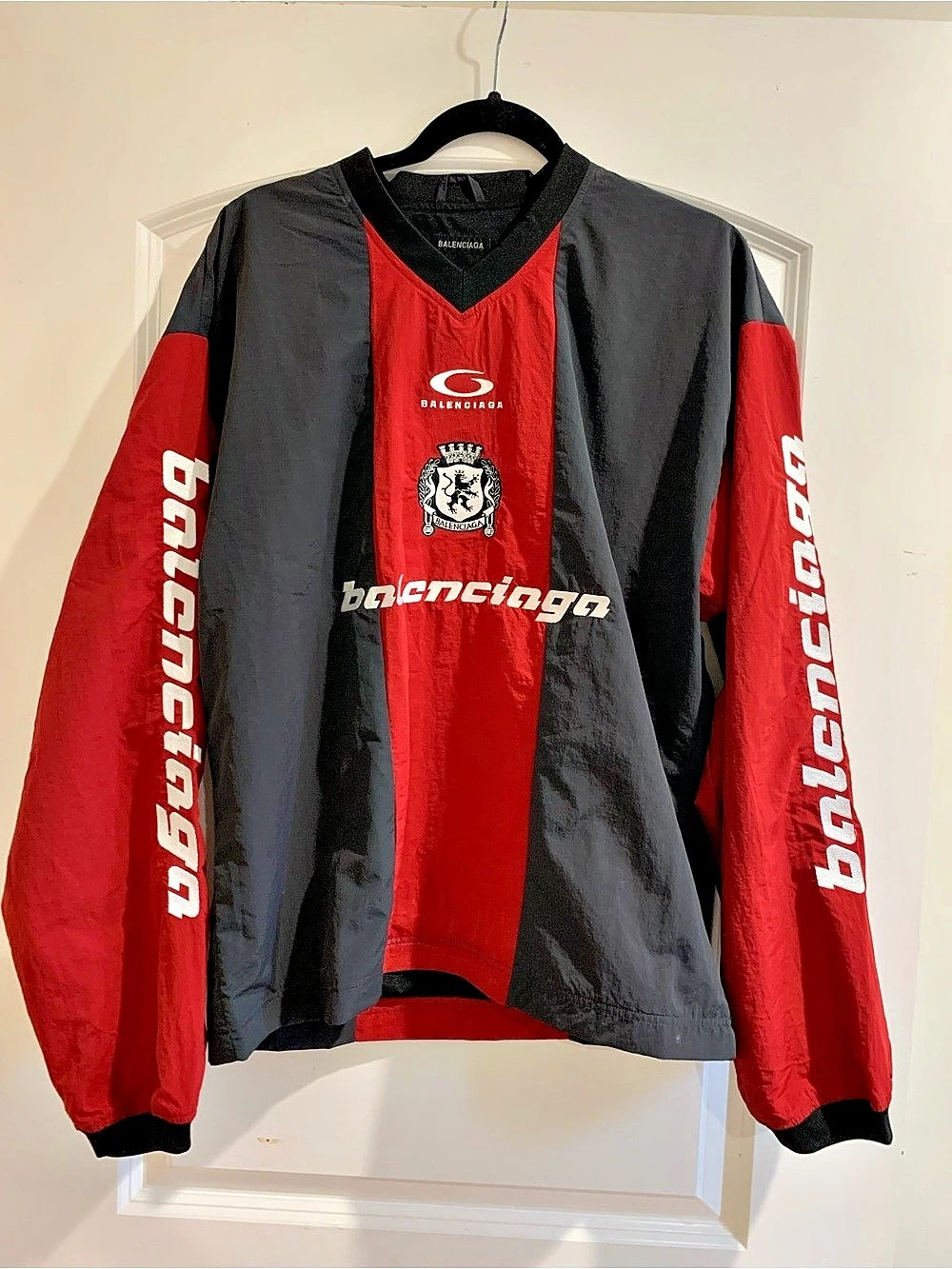 Balenciaga Soccer Tracksuit Jacket Color Block Black & Red